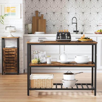 ALINRU Kitchen Island with 3 Shelves - HWLEXTRA