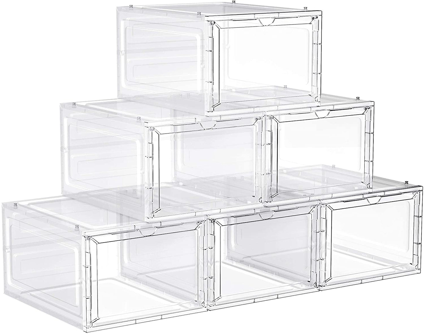 Set of 6 White Plastic Shoe Boxes - HWLEXTRA