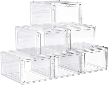 Set of 6 White Plastic Shoe Boxes - HWLEXTRA