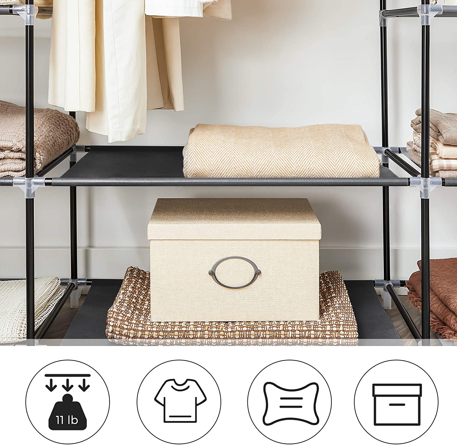 Black Portable Clothes Closet - HWLEXTRA
