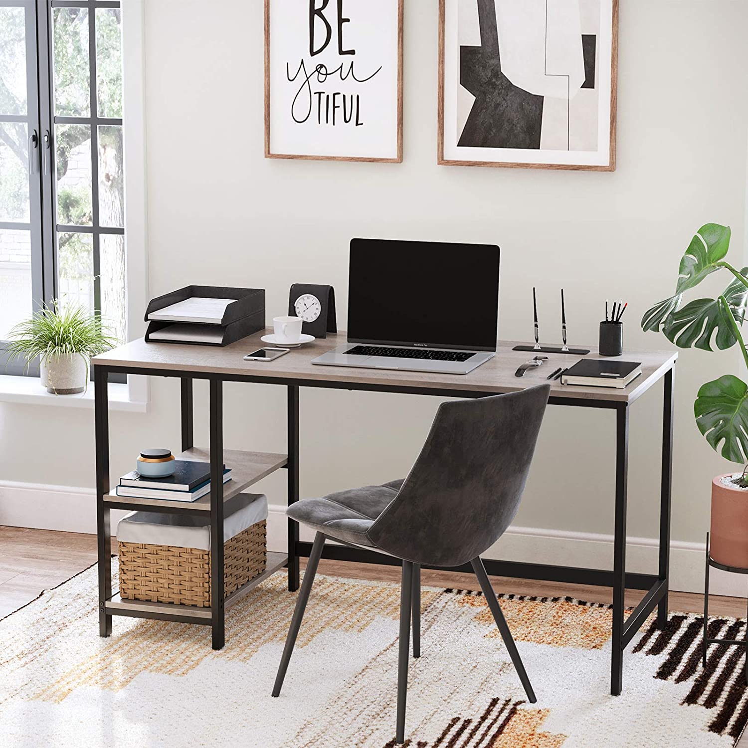 Computer Desk with 2-Shelves - HWLEXTRA