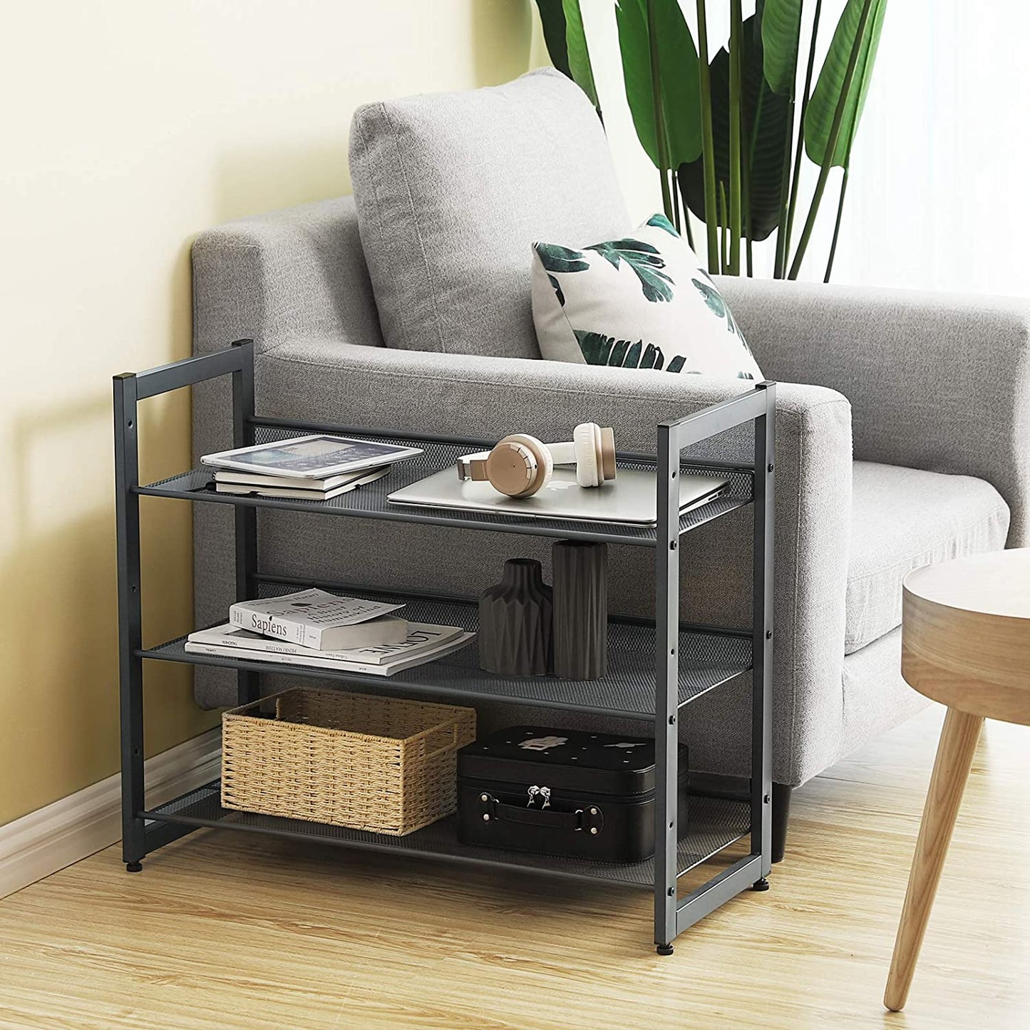 6-Tier Shoe Rack Storage, 3-Tier Shoe Racks for Closet, Set of 2, Metal Mesh, Flat or Angled Stackable Shoe Shelf Stand