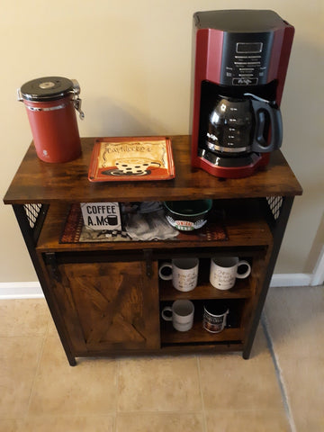 Storage Sideboard with Barn Door Rustic Brown Black - HWLEXTRA