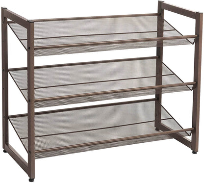 Bronze Metal Shoe Rack with Adjustable Shelves - HWLEXTRA