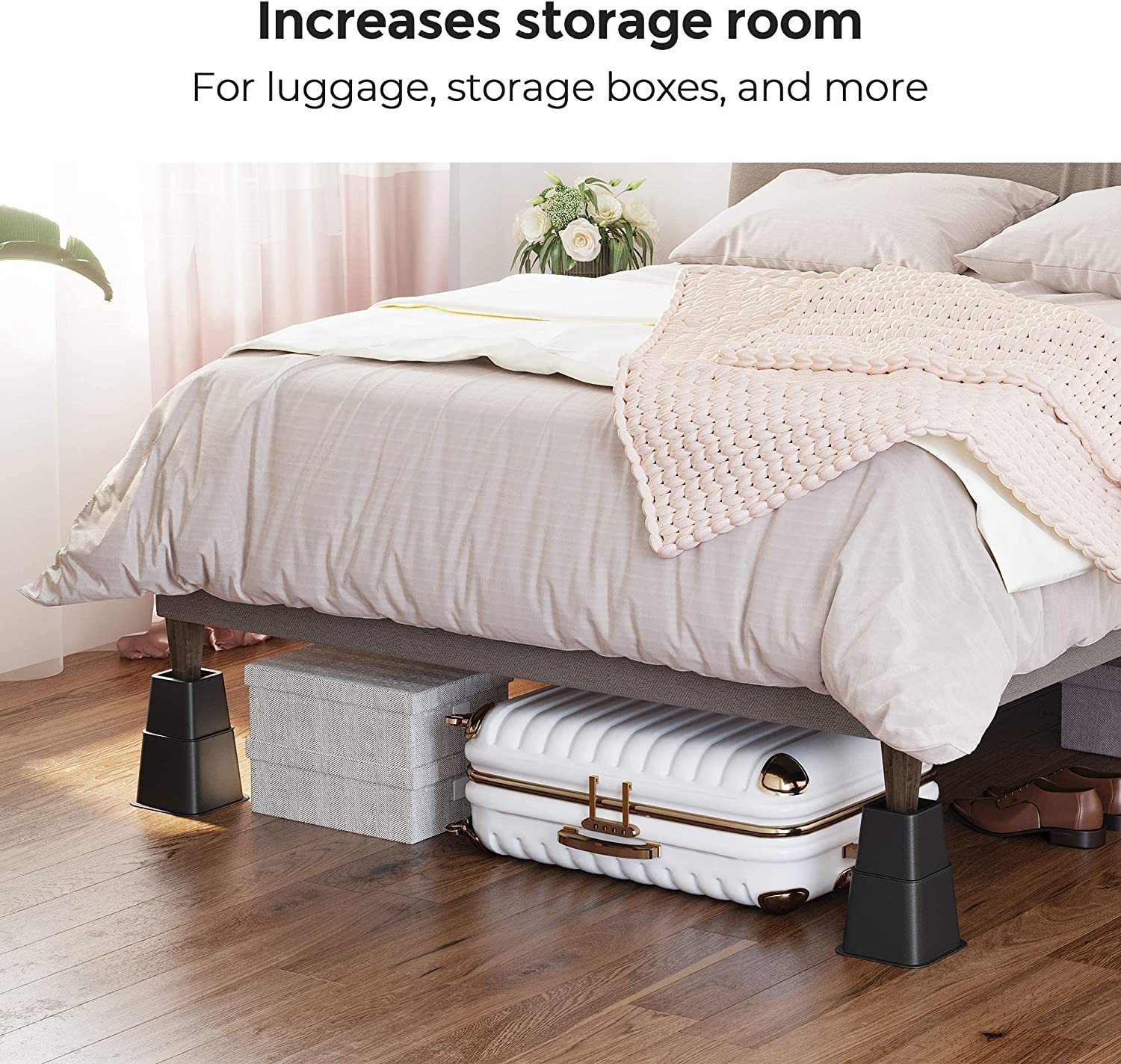 Bed Risers, 8-Pack Furniture Risers, Heavy Duty Bed Lifts in Heights of 3, 5 or 8 Inches