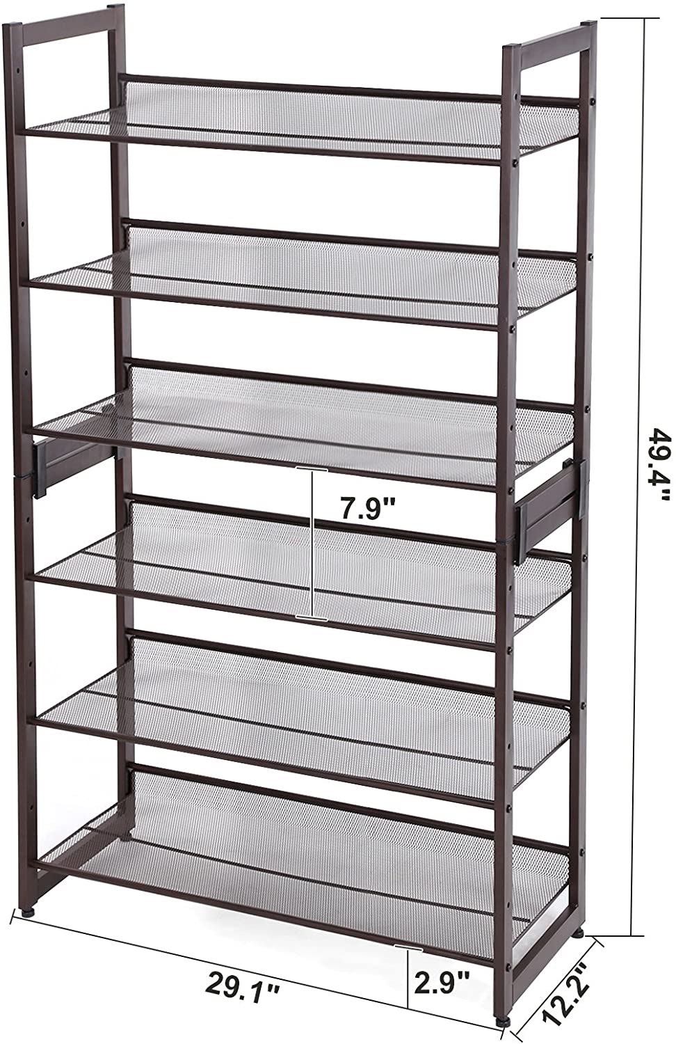 Bronze Metal Shoe Rack with Adjustable Shelves - HWLEXTRA
