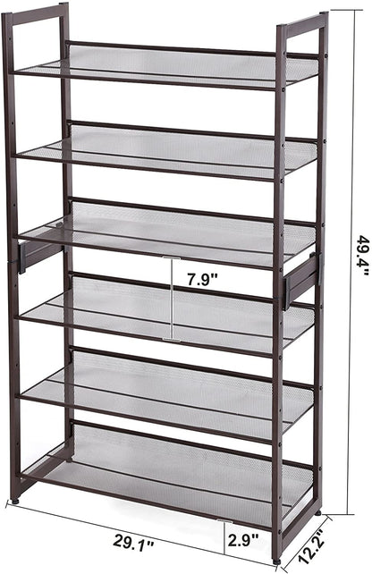 Bronze Metal Shoe Rack with Adjustable Shelves - HWLEXTRA