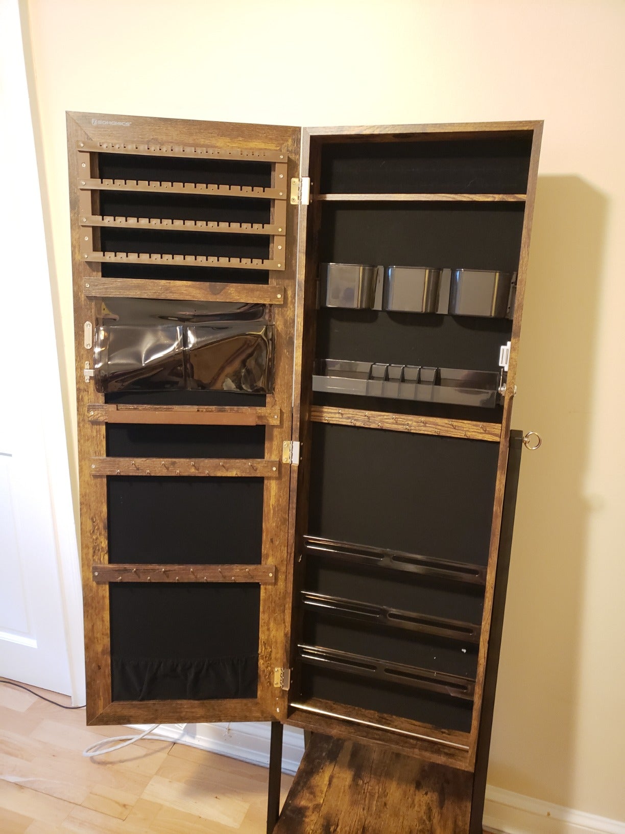 Brown & Black Jewelry Armoire with Drawer - HWLEXTRA