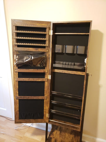 Brown & Black Jewelry Armoire with Drawer - HWLEXTRA
