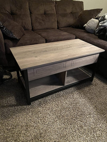 Lift Top Coffee Table, Living Room Table with Hidden and Open Storage Compartments, Steel Frame