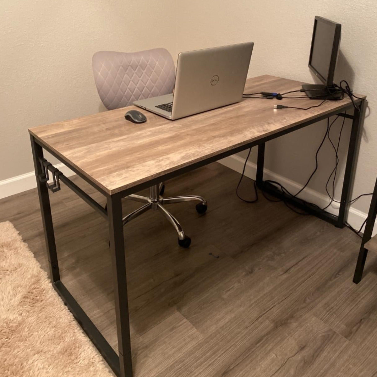 40” Gray Office Desk with Side Hooks - HWLEXTRA