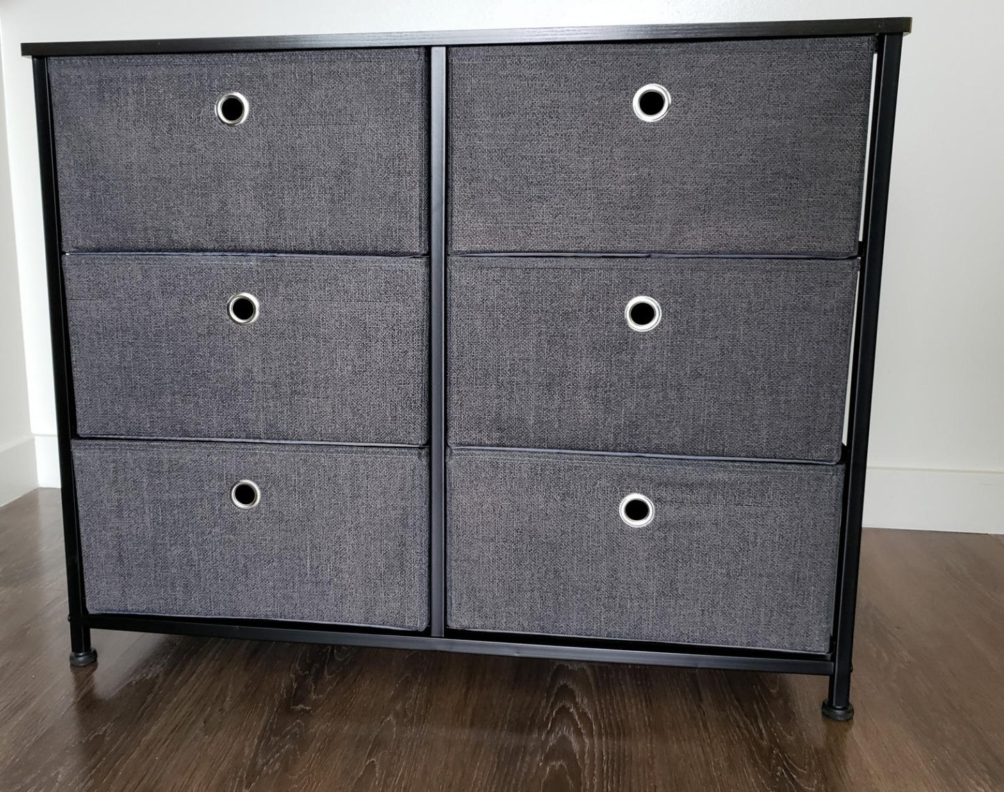 Narrow Dresser with 4 Fabric Drawers Vertical Slim Storage Tower Unit, 31.5", Gray