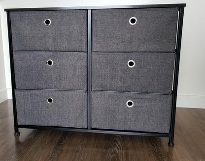 Narrow Dresser with 4 Fabric Drawers Vertical Slim Storage Tower Unit, 31.5", Gray
