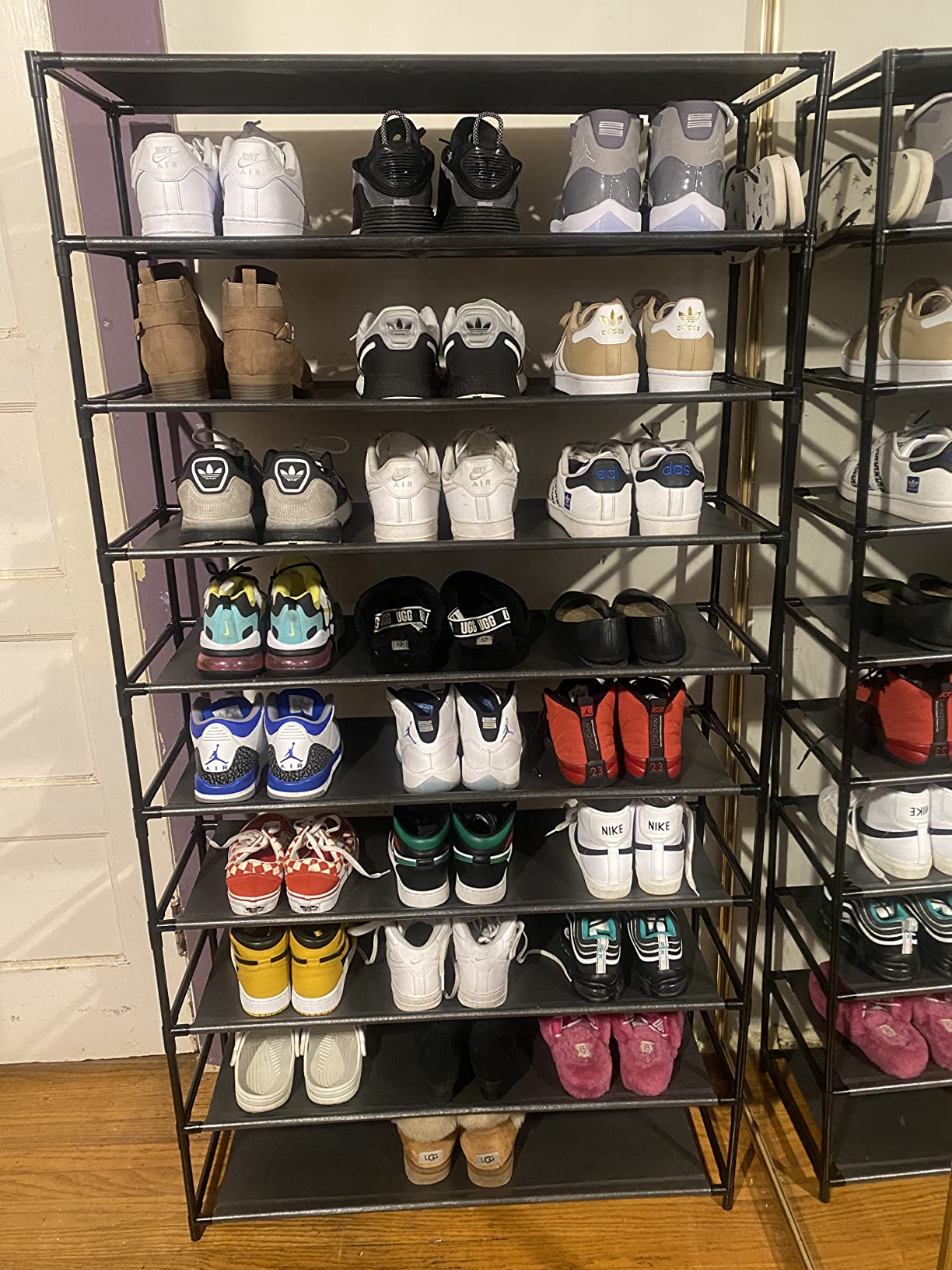 Shoe Rack, 10-Tier Shoe Shelf, Shoe Storage Organizer, Metal Frame, Non-Woven Fabric Shelves