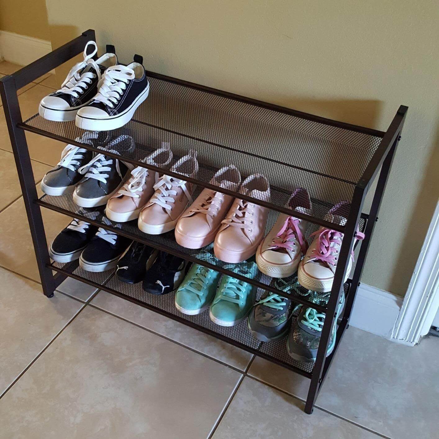 Bronze Metal Shoe Rack with Adjustable Shelves - HWLEXTRA