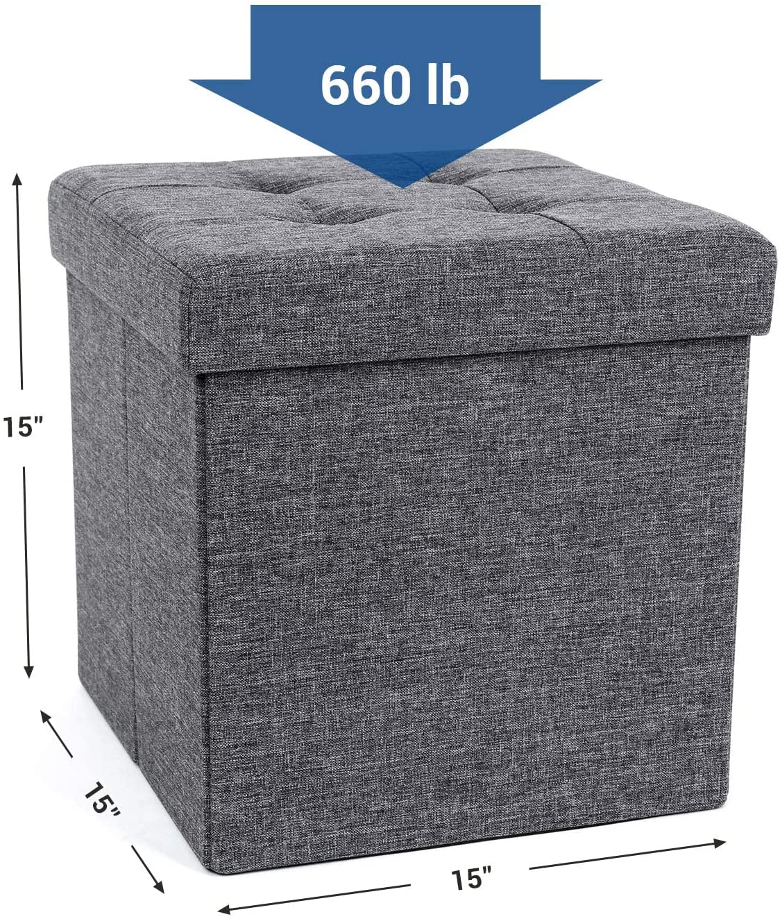 15 x 15 x 15 Inches Folding Storage Ottoman Cube Footrest Stool Coffee Table Puppy Step - HWLEXTRA 