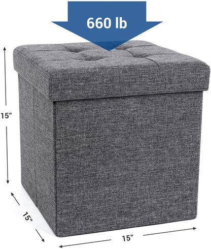 15 x 15 x 15 Inches Folding Storage Ottoman Cube Footrest Stool Coffee Table Puppy Step - HWLEXTRA 