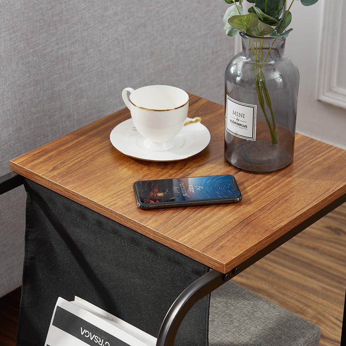 Modern Nightstand Side End Table with Magazine Holder Sling Stackable Accent Furniture