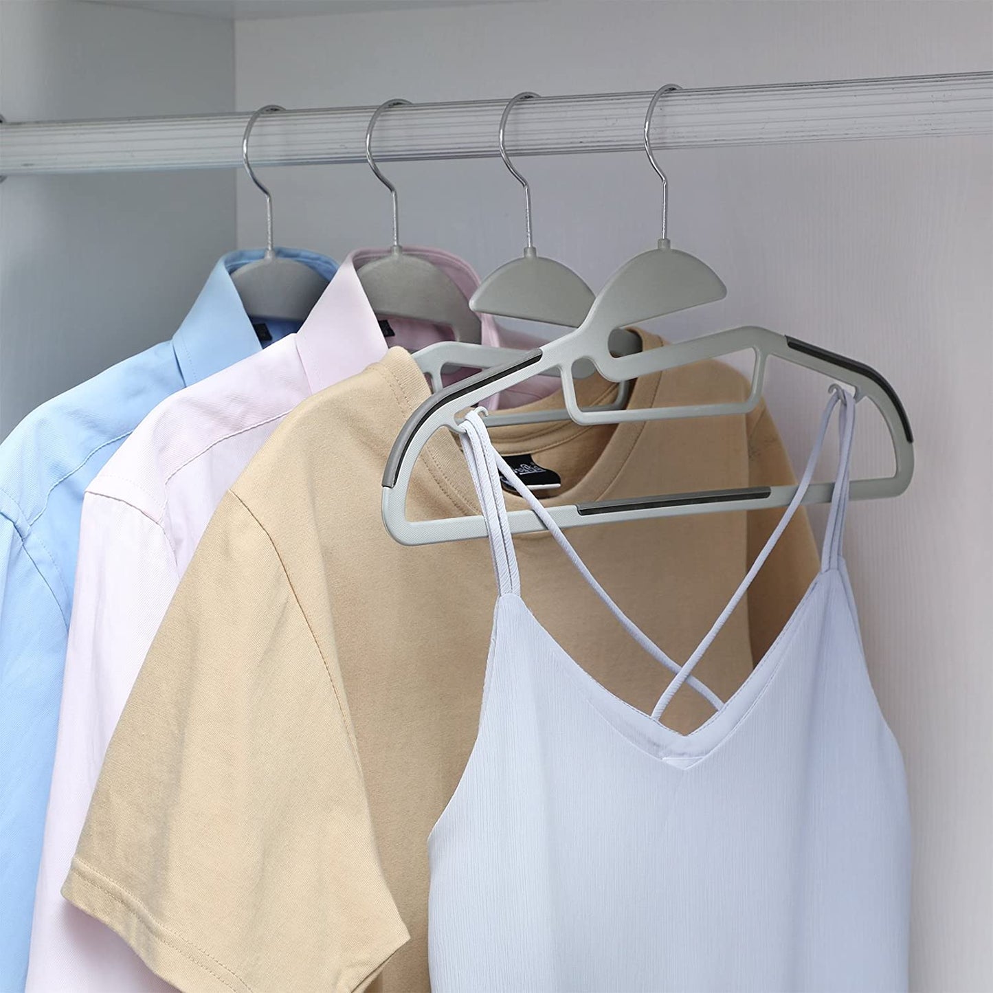 50 Pack Coat Hangers, Premium Quality Plastic Suits Hangers, Heavy Duty, S-Shaped Opening