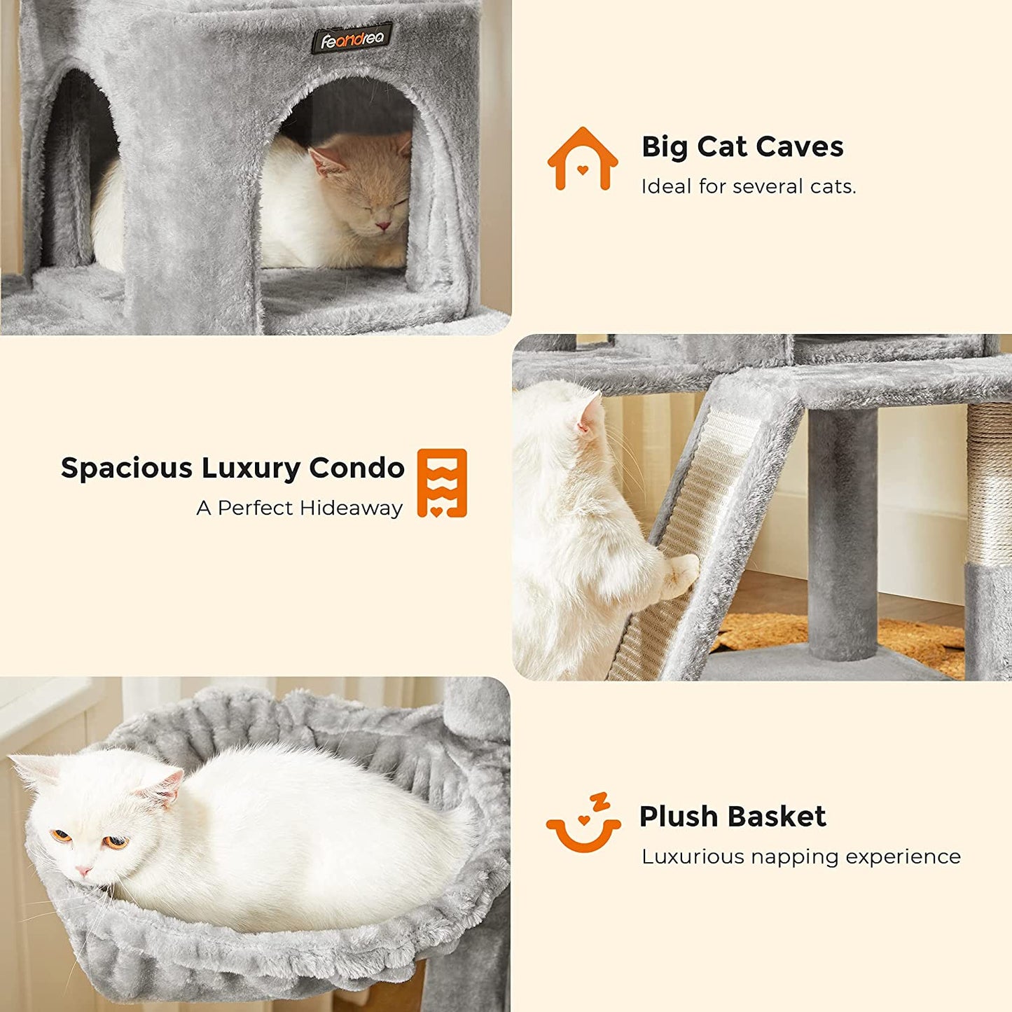 VERE Cat Tree with Sisal-Covered Scratching Posts - HWLEXTRA