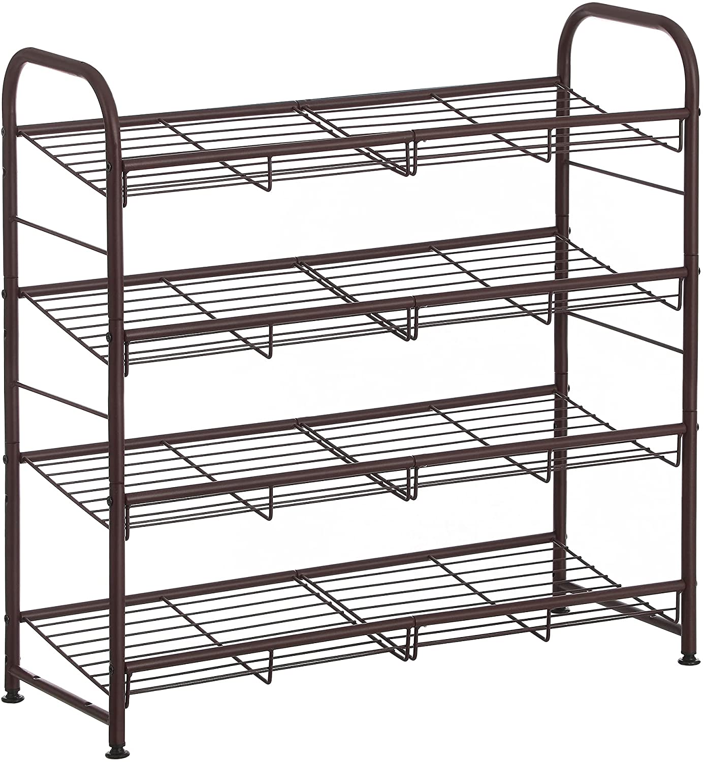 Stackable Shoe Rack, 4-Tier Shoe Rack Storage Organizer, Hold up to 16 Pairs, Steel, 27 x 10.8 x 25.6 Inches - HWLEXTRA 