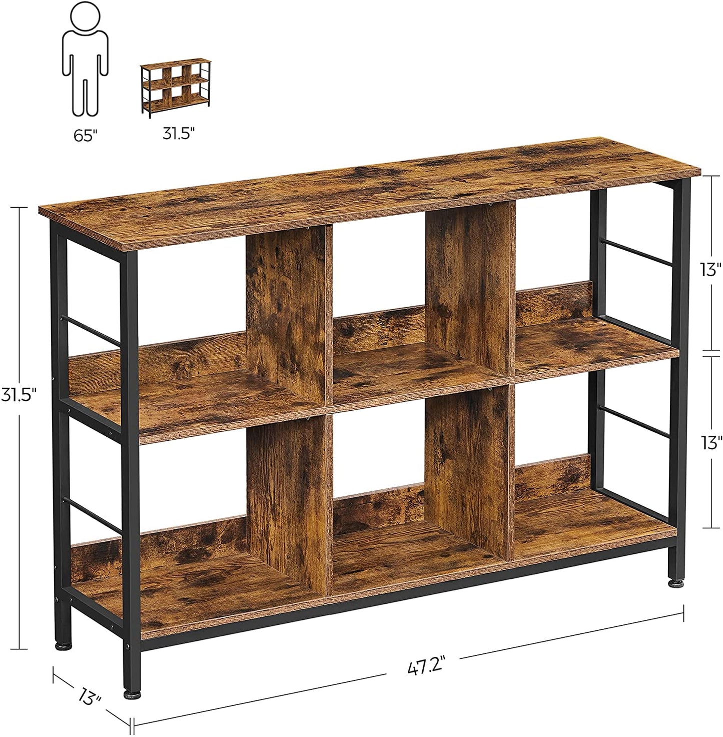 Bookshelf, Bookcase with 6 Storage Cubes, for Office - HWLEXTRA 
