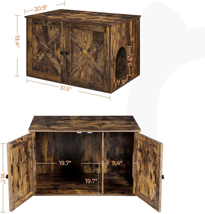 Hidden Cat Litter Box Enclosure, Wooden Cabinet Furniture, Cat Washroom with Doors, Indoor Cat House