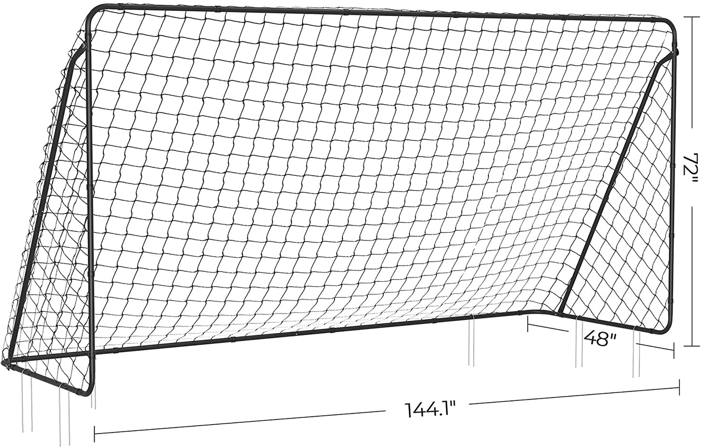 Children's Soccer Goal 12 x 6 Foot, Metal Pipes and PE Net, Quick Assembly