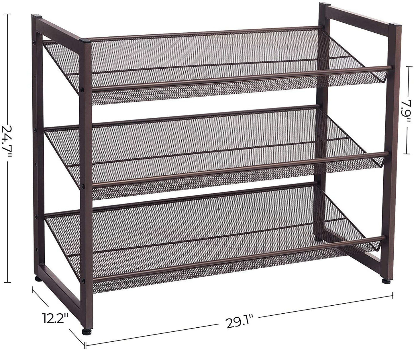 Bronze Metal Shoe Rack with Adjustable Shelves - HWLEXTRA