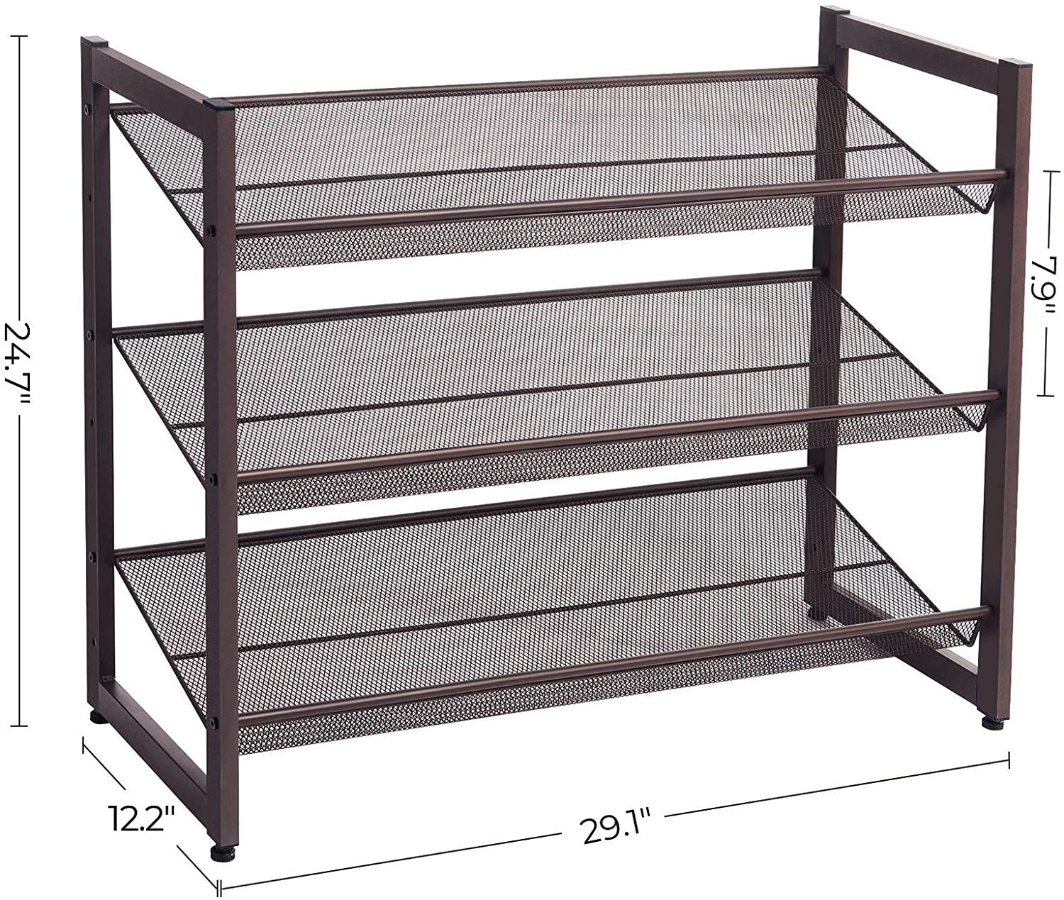 Bronze Metal Shoe Rack with Adjustable Shelves - HWLEXTRA