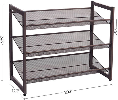 Bronze Metal Shoe Rack with Adjustable Shelves - HWLEXTRA