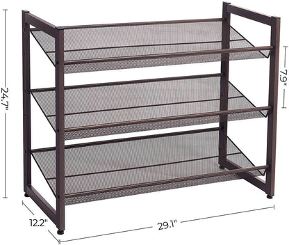 Bronze Metal Shoe Rack with Adjustable Shelves - HWLEXTRA