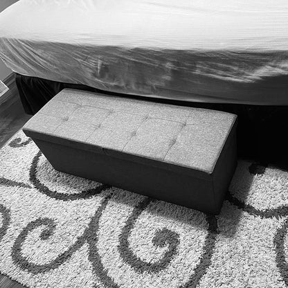 Folding Ottoman, Storage Bench with Flip-up Lid, 21.1 Gal Capacity, Padded Seat, 29.9 x 15 x 15 Inches - HWLEXTRA 