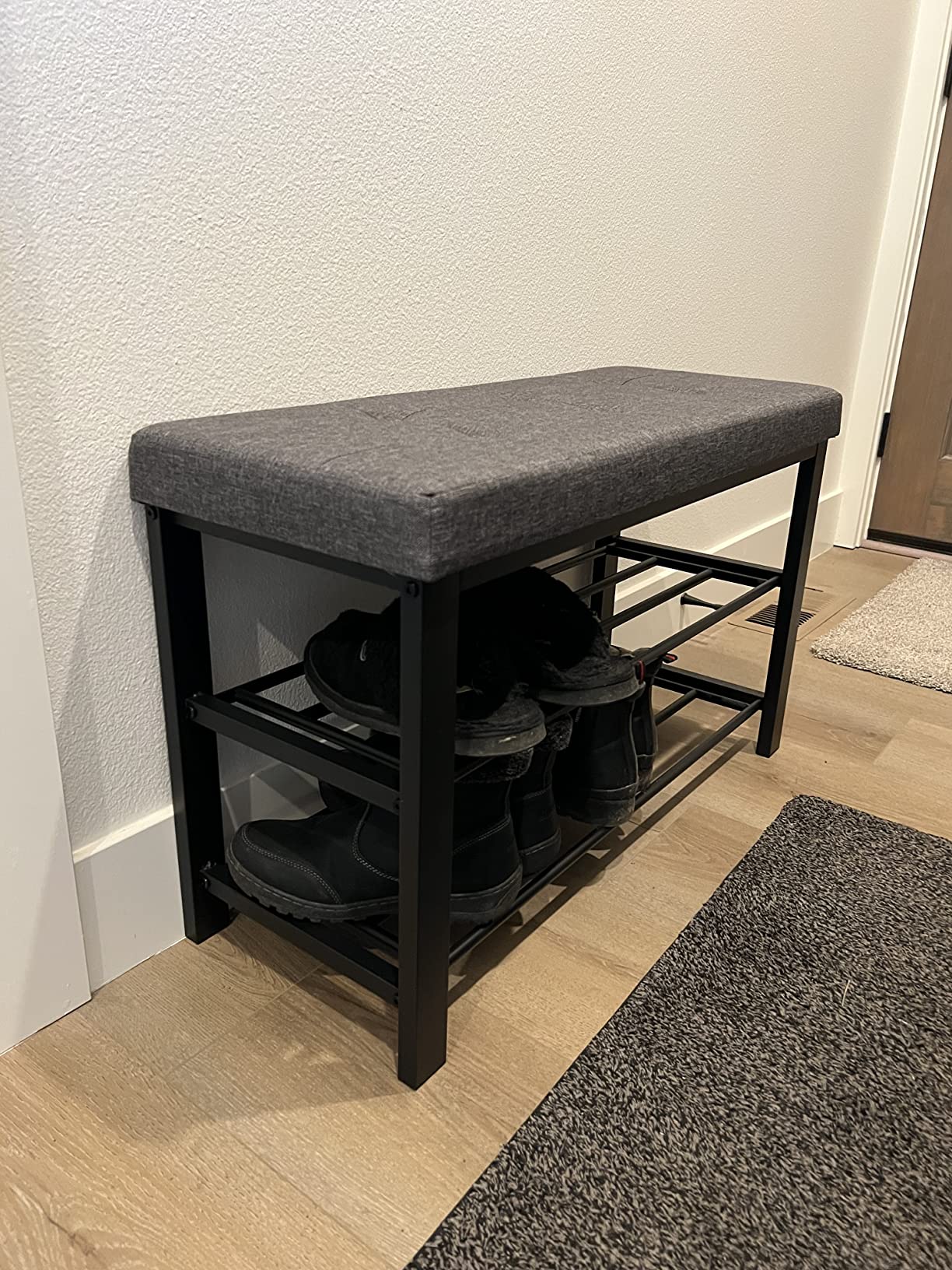 Shoe Bench, 3-Tier Shoe Rack for Entryway, Storage Organizer with Foam Padded Seat - HWLEXTRA 