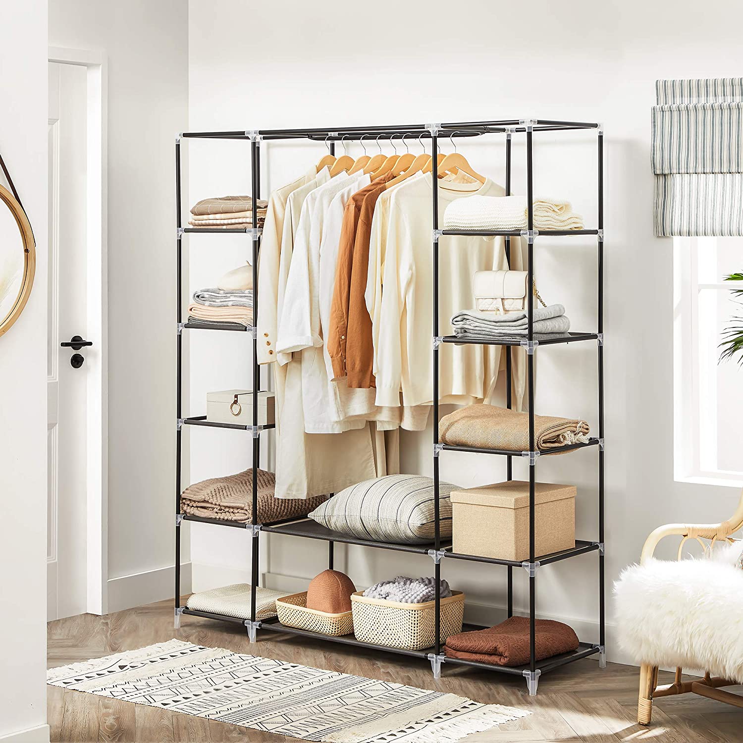 Black Portable Clothes Closet - HWLEXTRA