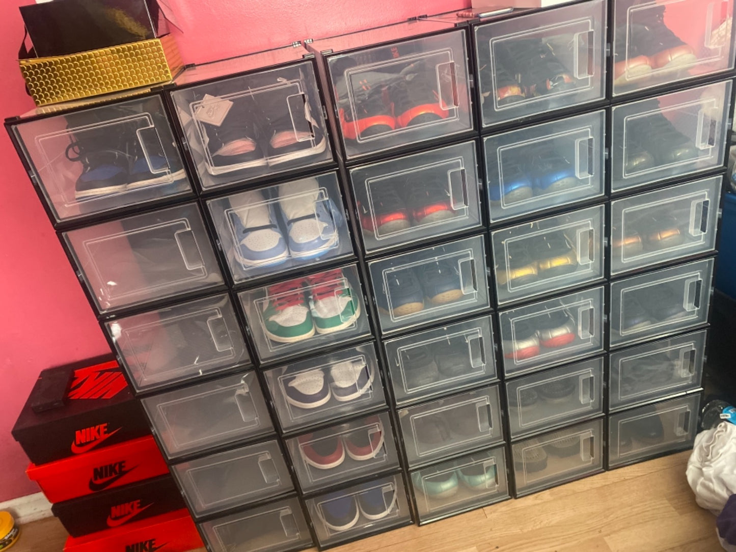 Shoe Boxes, Pack of 18 Clear Plastic Stackable Shoe Organizers, Fit up to US Size 9.5, 9.8 x 13.8 x 7.3 Inches