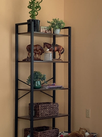 5-Tier Bookshelf, Bookcase, Storage Shelving Unit with 5 Shelves, for Study, 15.7 x 11.8 x 57.5 Inches, Industrial, Rustic Brown