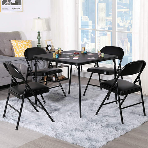 Folding Portable Card Table Square with Collapsible Legs & Vinyl Upholstery