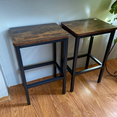 Kitchen Breakfast Bar Stools with Footrest | Bar Stools | Set of 2 Bar Chairs