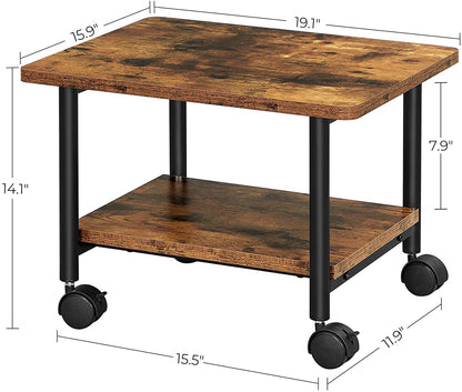 Industrial Under Desk Printer Stand, 2-Tier Mobile Machine Cart with Shelf