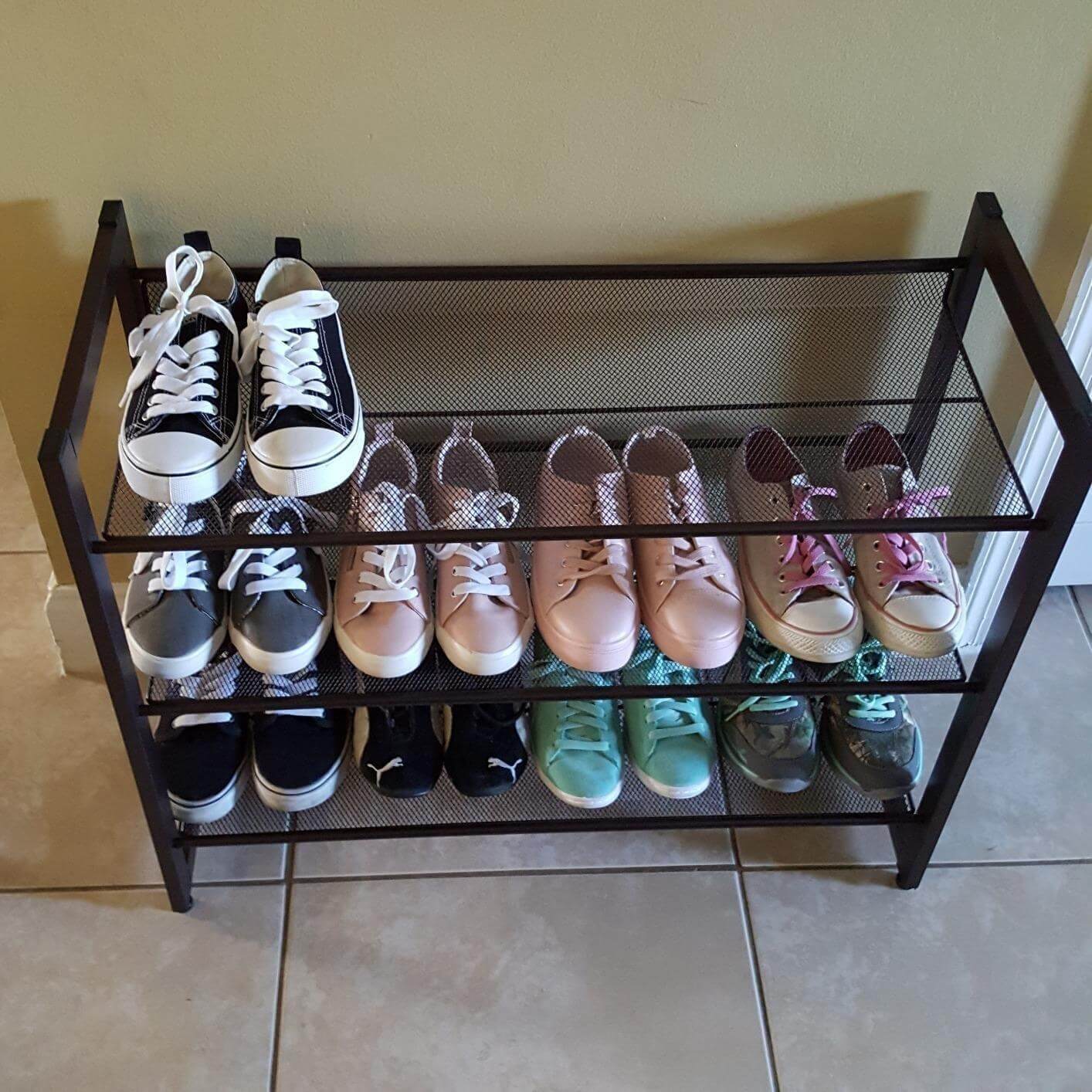 Bronze Metal Shoe Rack with Adjustable Shelves - HWLEXTRA