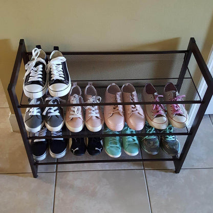 Bronze Metal Shoe Rack with Adjustable Shelves - HWLEXTRA