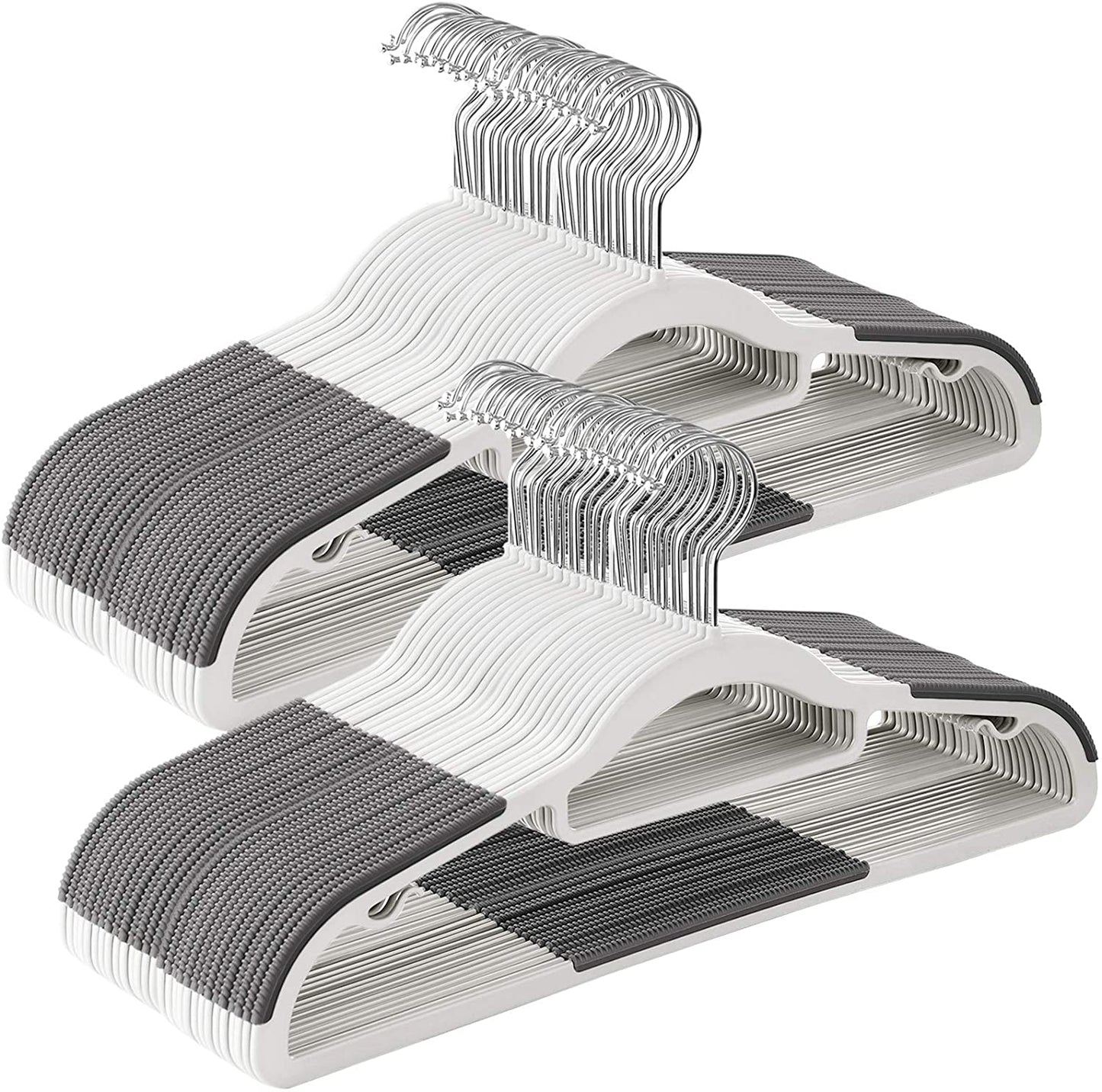 Pack of 50 Coat Hangers, Heavy Duty Plastic Hangers with Non-Slip Design, Space-Saving Clothes Hangers - HWLEXTRA 