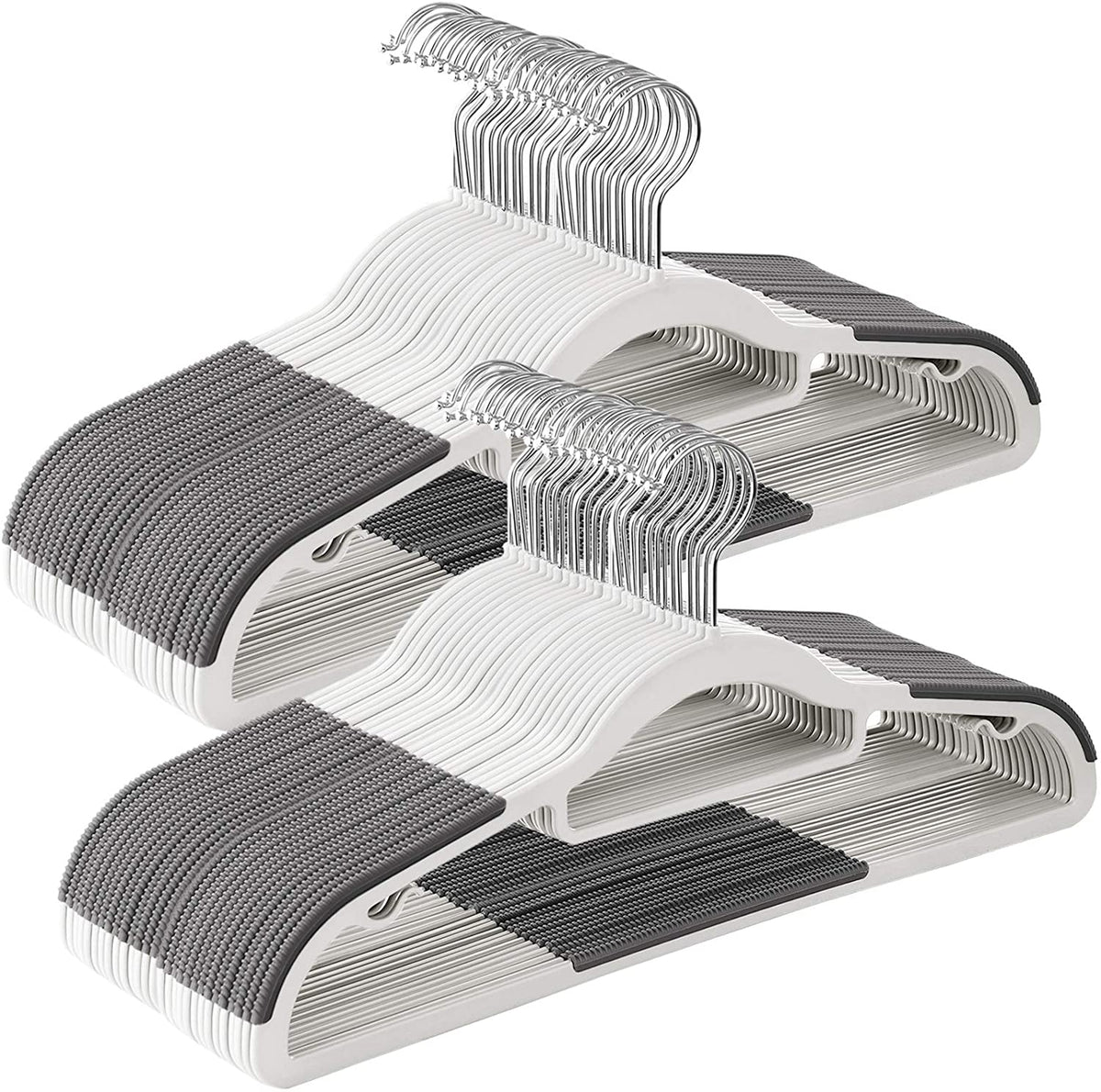 Pack of 50 Coat Hangers, Heavy Duty Plastic Hangers with Non-Slip Design, Space-Saving Clothes Hangers - HWLEXTRA 
