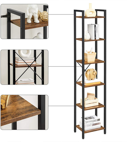 6-Tier Bookshelf, Bookcase, Storage Shelving Unit with 6 Shelves - HWLEXTRA 