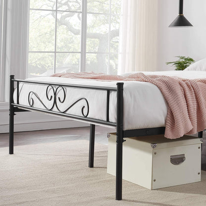 Platform Metal Bed Frame, Mattress Foundation with Headboard & Footboard