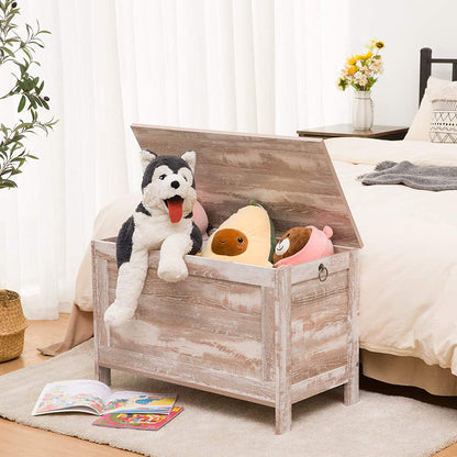 Storage Chest Sturdy Entryway Storage Bench, Wood Look Accent Furniture, Easy Assembly Oak White - HWLEXTRA 