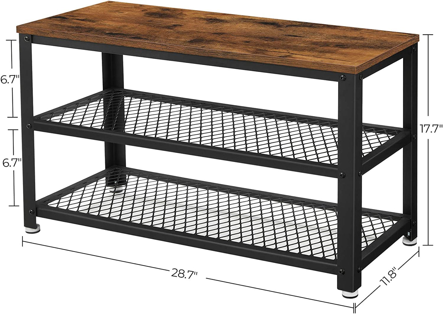 Shoe Bench, 3-Tier Shoe Rack, 28.7 Inches Long Storage Shelves, for Entryway - HWLEXTRA 