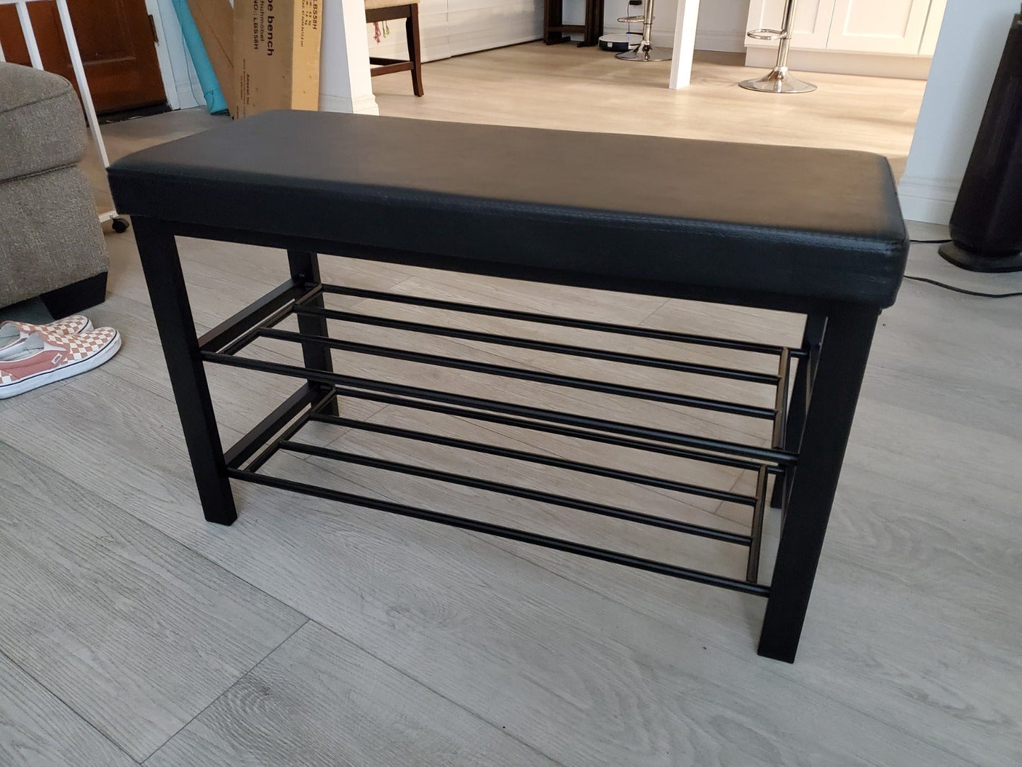 Shoe Bench, 3-Tier Shoe Rack for Entryway, Storage Organizer with Foam Padded Seat - HWLEXTRA 