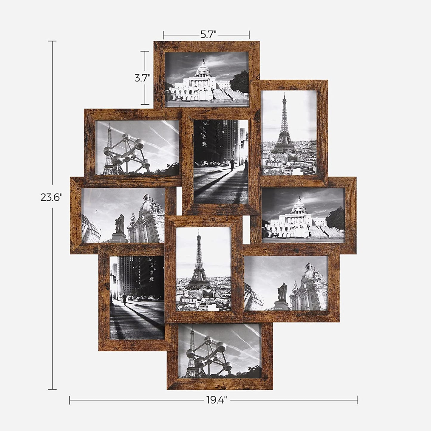 Collage Picture Frames, 4 x 6 Inches for 10 Photos, Assembly Required, Collage Multiple Photos, Glass Front